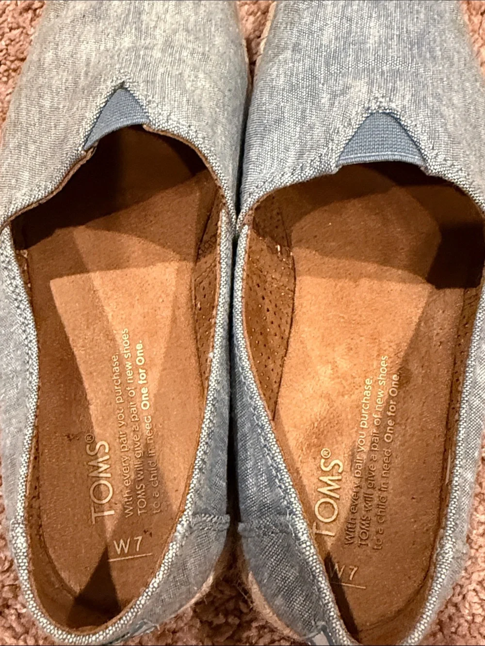 TOMS Light Blue Denim Open-Toe Espadrille Flats
